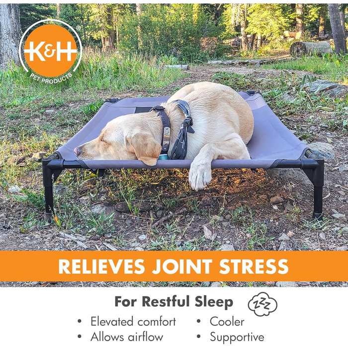 K&H Pet Products Elevated Outdoor Dog Bed, Breathable, Cooling, Elevated Cot Bed, Hammock for Large Dogs, Washable Mesh Cover, Elevated Metal Frame, Foldable