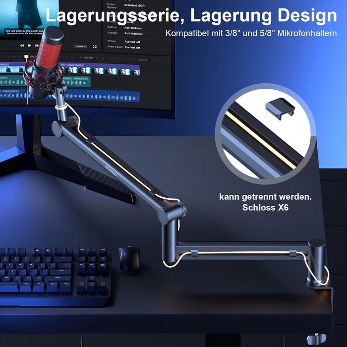 Кріплення для мікрофона Aokeo AK-58 - низькопрофільний тримач для HyperX, Elgato, Shure, Blue Yeti