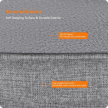 Ліжко для собак HMTOPE, м'яке диван-кімната для собак, подушка для собак, кошик для собак, знімний та пральний, світло-сірий, 110 x 86 x 26 см