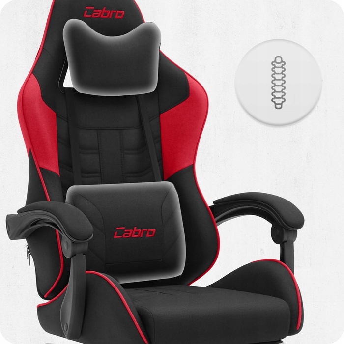 Ігрове крісло Cabro C501, тканинне, чорно-червоне