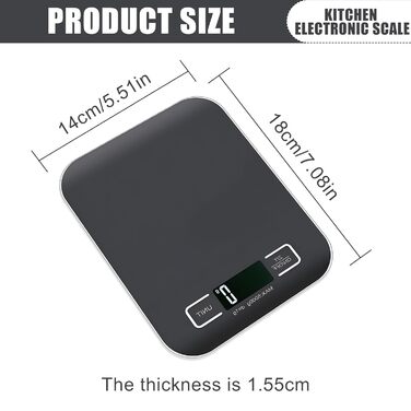 Цифрова кухонна вага, 10 кг/1 г, USB, акумулятор, LCD дисплей, функція тарування, професійна, металевий корпус (білий/чорний)