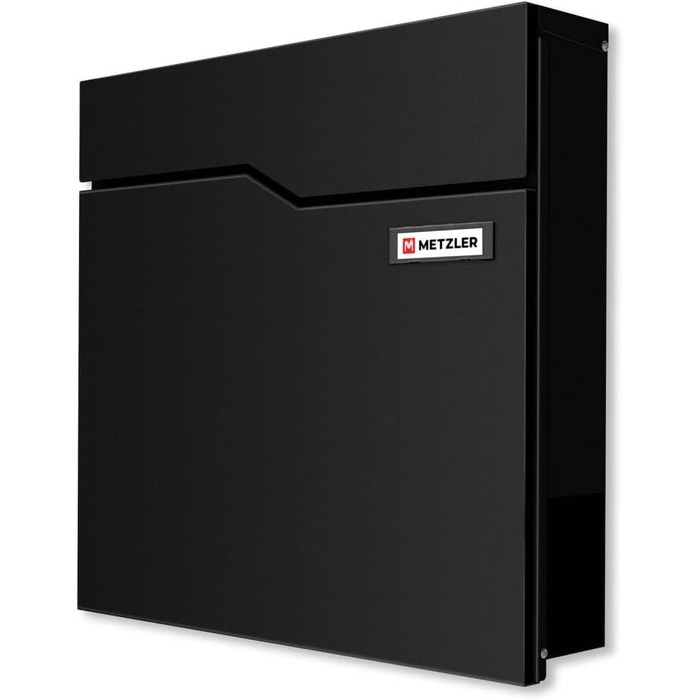 Поштова скринька настінна Metzler Hoffmann чорна (RAL 9005) з табличкою для імені та відділенням для преси, металева, порошкове покриття