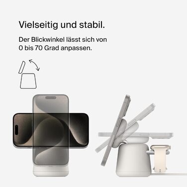 Беспроводная зарядная станция Belkin BoostCharge Pro 2-в-1 Qi2 15W MagSafe для iPhone, Apple Watch, AirPods (пісочний)