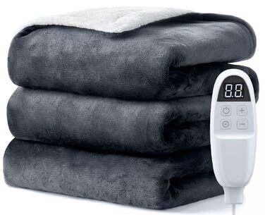 Електрична ковдра Dnenellr XXL 200x180 см з автоматичним вимкненням, 6 режимів нагріву, захист від перегріву, пральна, для ліжка та дивана
