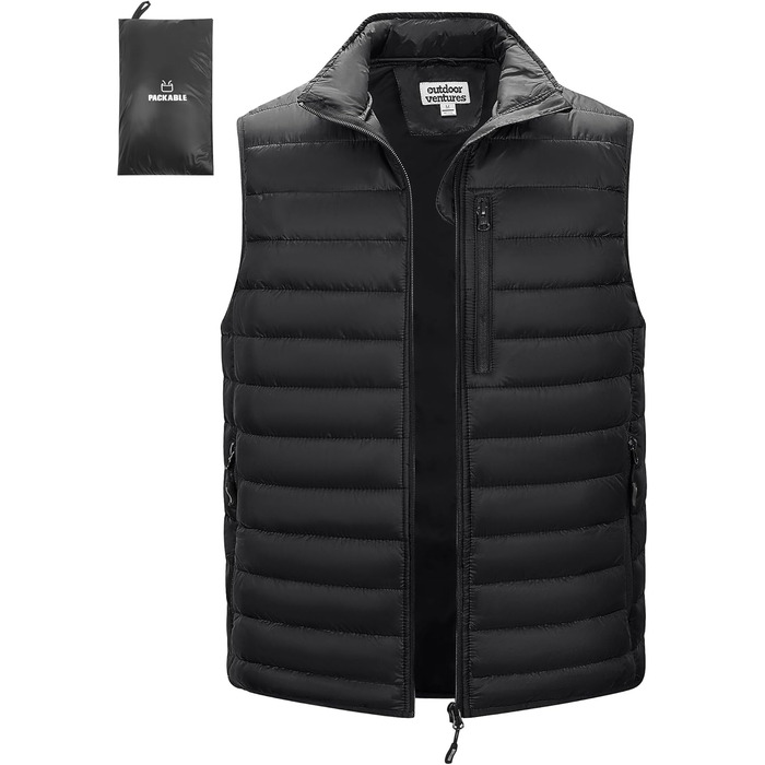 Чоловіча степкова жилетка Outdoor Ventures, чорна, XL. Ідеально для бігу, гольфу, походів та їзди на коні. Легка, пакується, гібридна модель.