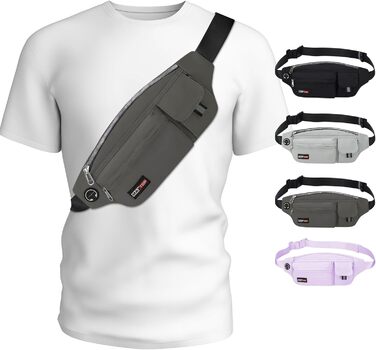 MAXTOP Поясна сумка на пояс для чоловіків та жінок, спортивна, водонепроникна, для подорожей, фітнесу, йоги, бігу (Світло-сіра)