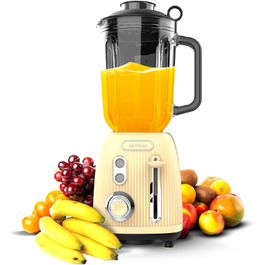 Cecotec Retro Power Stand Mixer - Black Titanium Finish, 1200W, 1.5L, 2-Speed, Green/Yellow Vintage Design