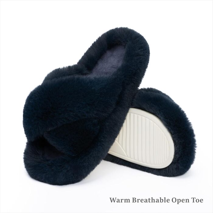 Жіночі домашні тапочки Chantomoo з піною Memory Foam - зручні, теплі, з штучним хутром, колір блакитний (42/43 EU)