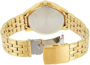 Чоловічий годинник Citizen з кварцовим механізмом на золотому ремінці