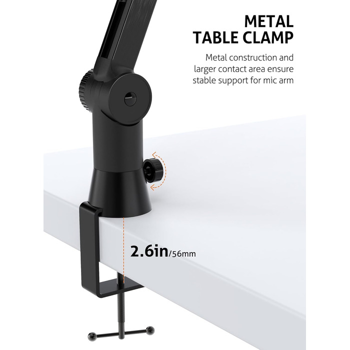 Підставка для мікрофона SUNMON для Blue Yeti та інших – міцна, 360° обертання, металева клямка, універсальна | HyperX QuadCast 2, Fifin AM8, Seiren Mini V3, MV7
