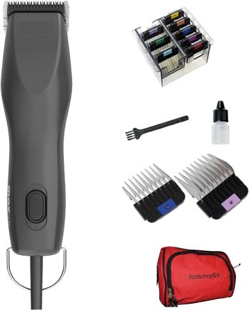 Професійна машинка для стрижки собак Rotschopf24 Edition MAX 50+ з 8 металевими насадками та сумкою. Потужніша за Moser MAX50