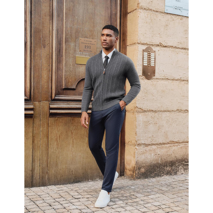 Кардиган чоловічий PJ PAUL JONES на блискавці з коміром-стійкою, в'язаний, колір темно-сірий, розмір M