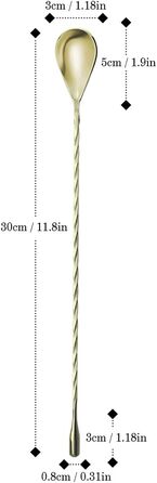 Якісний барний мішалка для коктейлів YFWOOD з нержавіючої сталі, довгий руків'я, стильний спіральний дизайн, ідеально для барменів та дому (Золотий)