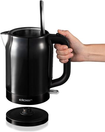 Електричний чайник Cloer 4511, 1.7 л, чорний, нержавіюча сталь, 2200 Вт, з індикатором рівня води, захистом від сухого кипіння та перегріву