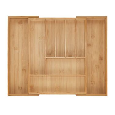 Relaxdays Extendable Bamboo Cutlery Box
