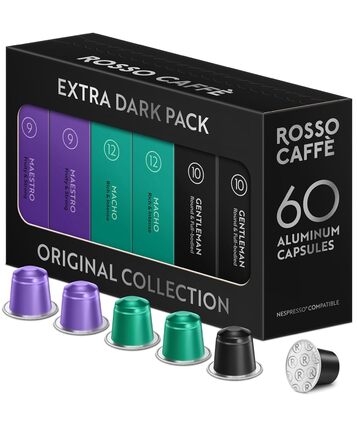 Кава ROSSO CAFFÈ Nespresso капсули 120 шт. 'Extra Dark': 3 преміум-суміші, сумісні з Nespresso