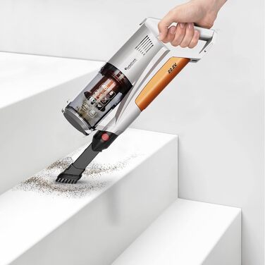 Вертикальний пилосос TurboTronic StormStick 120 Вт з ручним пилососом, фільтр MIF, 5 м кабель, 11 кПа, циклонна технологія, срібний