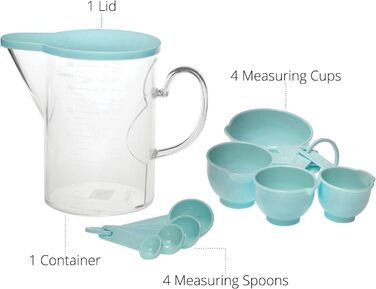 Supreme Housewares Measuring Cups and Spoons, 10-Piece Set, Plastic, Multi-Purpose Kitchen Utensils, Cooking and Baking Tools, BPA-Free, Dishwasher Safe for Liquids and Dry Ingredients (Blue)