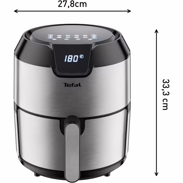 Tefal EY401D Hot Air Fryer Easy Fry Deluxe XL | Air Fryer | 1500 W | 4.2 L for 6 servings | 8 automatic programs | Digital display | energy-saving | healthy fryer without oil | stainless steel