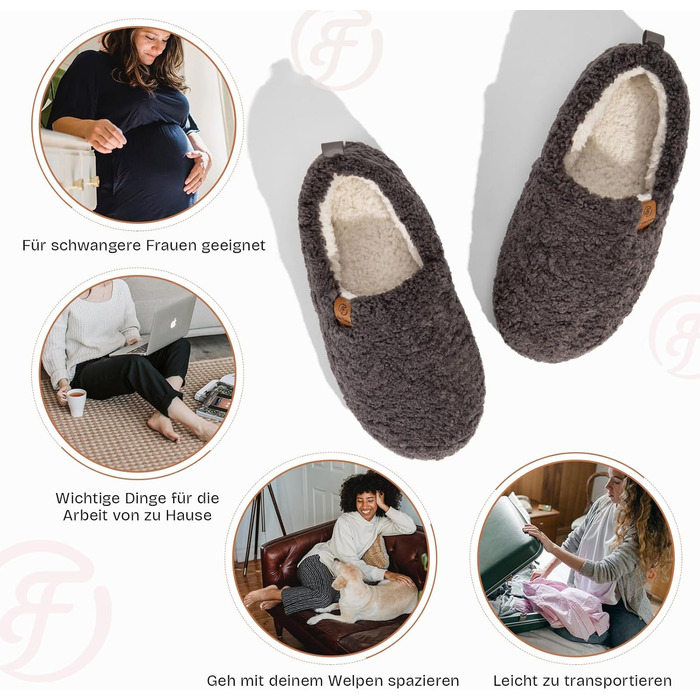 Жіночі теплі халапи EverFoams з штучної вовни та Memory Foam, закриті, сірі (39.5 EU)