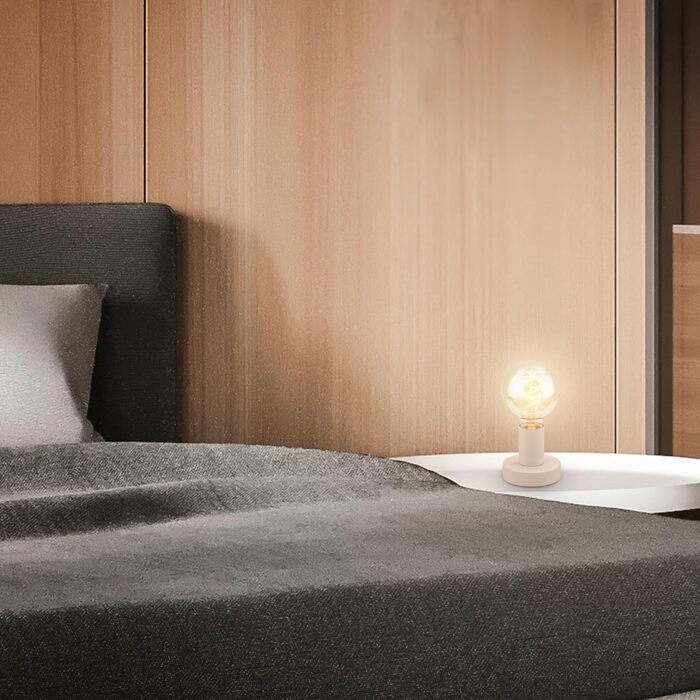 BRILONER Настільна лампа міні, ретро, вінтаж, E27, 10W, для дому, офісу, читання, 10x9 см (діаметр x висота), метал, бежевий