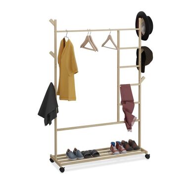 Relaxdays Bamboo Rolling Clothes Rack