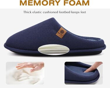 Чоловічі тапочки ONCAI з піною Memory Foam, штучним хутром та гумовою підошвою для дому та вулиці, розмір EU 40-49 (Синій, 47 EU)