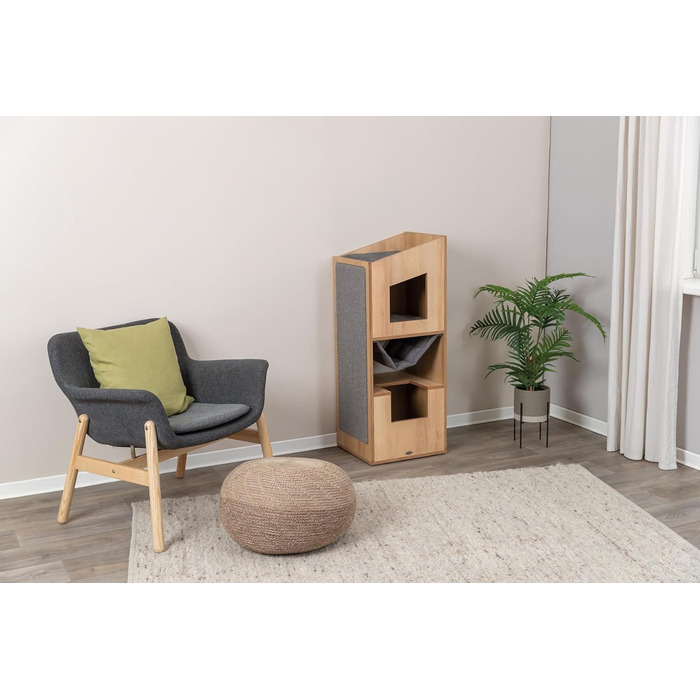 Будиночок для котів TRIXIE CityStyle 105 см, коричневий/сірий – сучасний котячий будиночок з гамаком та зручним лежанком – міцний та комфортний, 44725