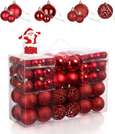 Набір прикрас на ялинку на Різдво, 42 шт. Ялинкові кулі, кульки Різдвяні, червоний, зелений, золотий. Підходить для святкування Різдва, вечірок, вінків. Преміум якість