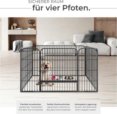 Тектейк вольєр для цуценят, 60 см, 8 грат, чорний - 402502