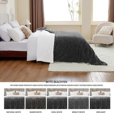 Плед WAVVE Sherpa з штучного хутра, сірий - теплий, м'який, великий (150x200 см)