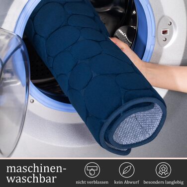 Набір килимків для ванної кімнати chakme (2 шт.), пам'ятна піна Cobblestone, протиковзкі та поглинаючі килимки для ванни та туалету, темно-сині