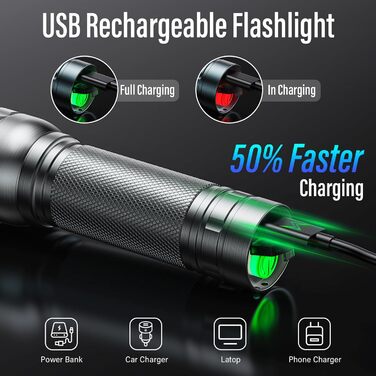 Ліхтар LED Gearlite перезарядна, 1000 люмен, 3 режими, зумування, водонепроникний IP65, для кемпінгу та активного відпочинку (сірий)