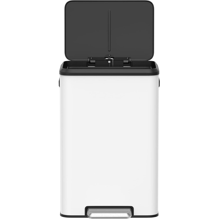 SONGMICS Відро для сміття кухонне, 40 літрів, з кришкою, з педаллю, Softclose, утримання кришки, біле LTB541E40