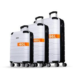 Набір валіз NOWI Rhodos – 3 шт. з ABS, з кодовим замком, 360° обертання, рожевий. Розміри M, L, XL