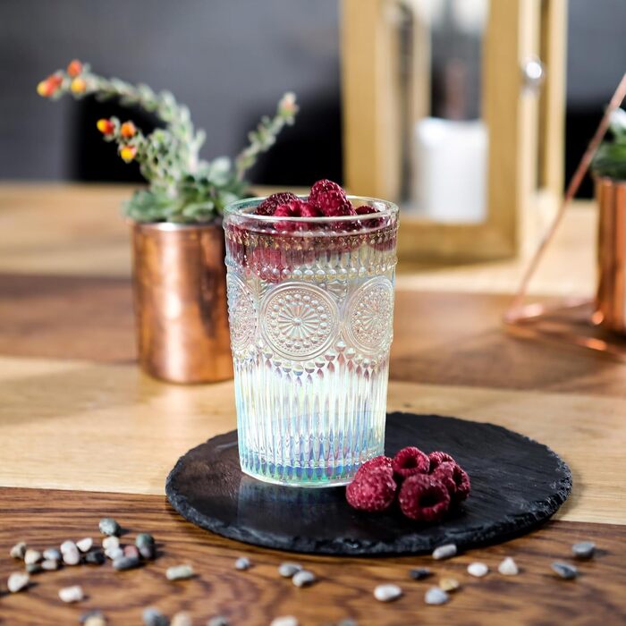 Joeyan 370ml Rainbow Water Glasses, Set of 4 Tumbler Glasses Colorful for Water, Drinks, Cocktail, Tea, Juice, Sparkling Drinking Glasses Romantic for Home, Office, Bar