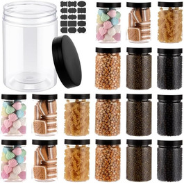Набір контейнерів для зберігання 16 шт. по 500 мл з кришкою, прозорі пластикові банки, BPA-Free, для солодощів та продуктів харчування