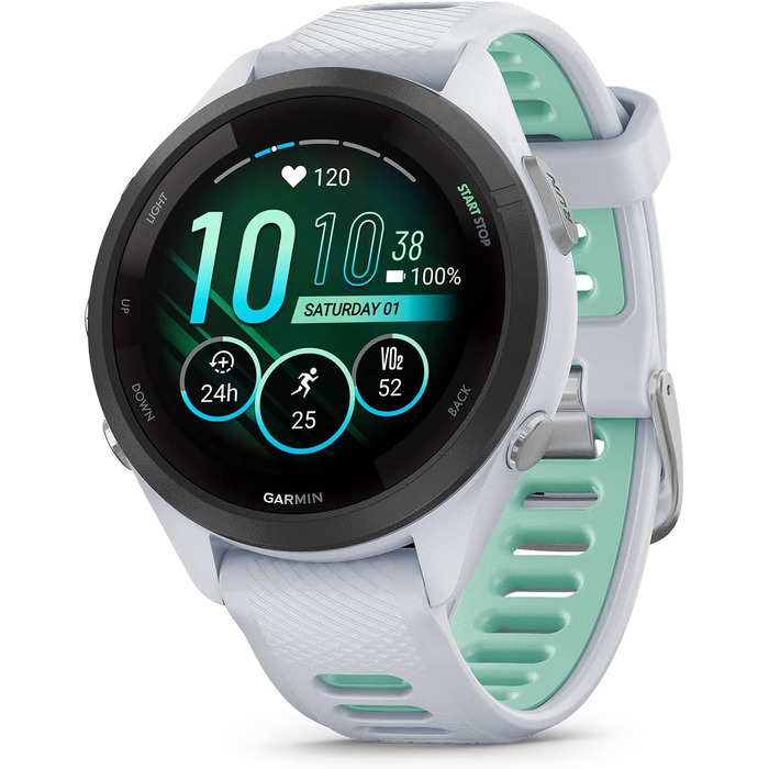 Розумний годинник Garmin Forerunner 265 чорний/світлосірий (42 мм, ремінці Whitestone та Neo Tropic)