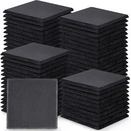 Set of Slate Coasters, GOH DODD 4 Inch Black Stone Coasters Set, Laser Engraved Blank Coasters with Anti-Scratch Bottom for Home, Office, Kitchen, Apartment, Bar, Square (72)