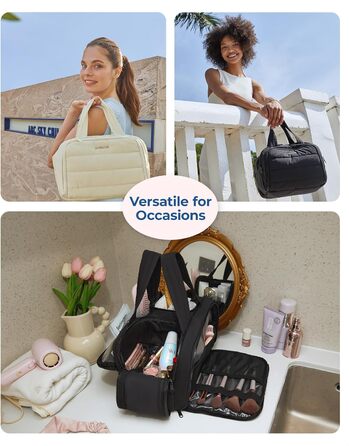 BAGSMART Косметичка для подорожей, чорна - велика, легка, органайзер для косметики та аксесуарів