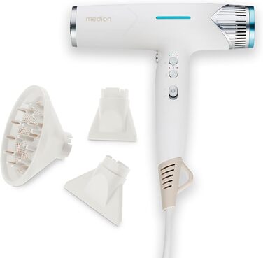 MEDION Haartrockner з іонізацією та дифузором HD2 - 1500 Вт, іонізація, стилізація, тихий BLDC мотор, самоочищення
