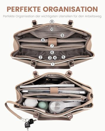 Сумка для ноутбука LOVEVOOK жіноча 17 дюймів: Акта, шопер, сумка для роботи, університету, школи, офісу, бежевий колір