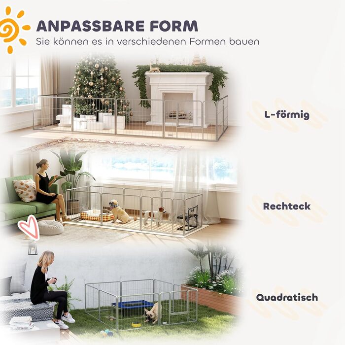 Вольєр для собак PawHut - вольєр-загон для цуценят, 8 панелей, 80x60 см, срібний