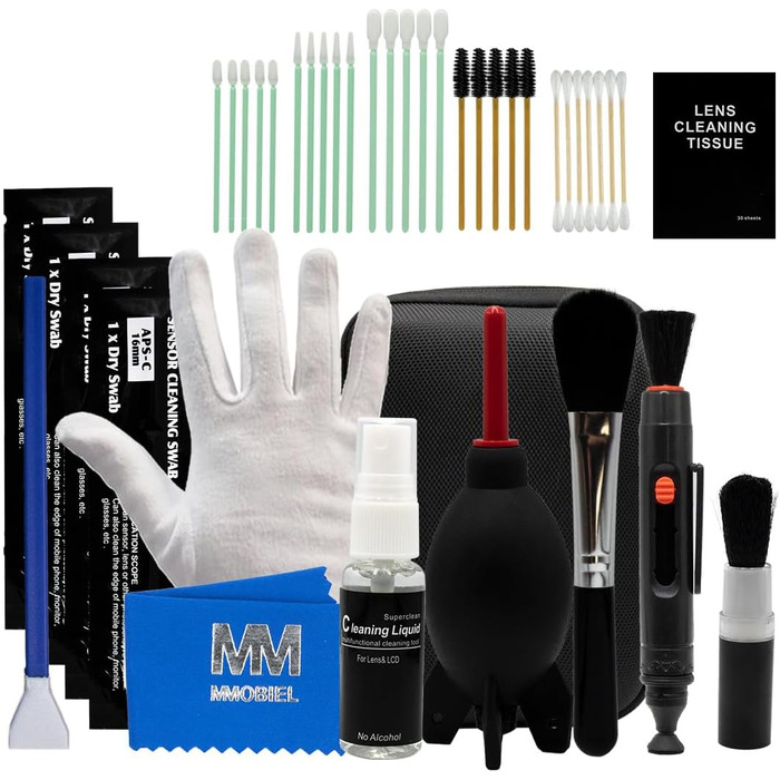 Набір для чищення сенсорів MMOBIEL 57 деталей: для об'єктивів, сенсорів, камер DSLR, APS-C та повноекранних