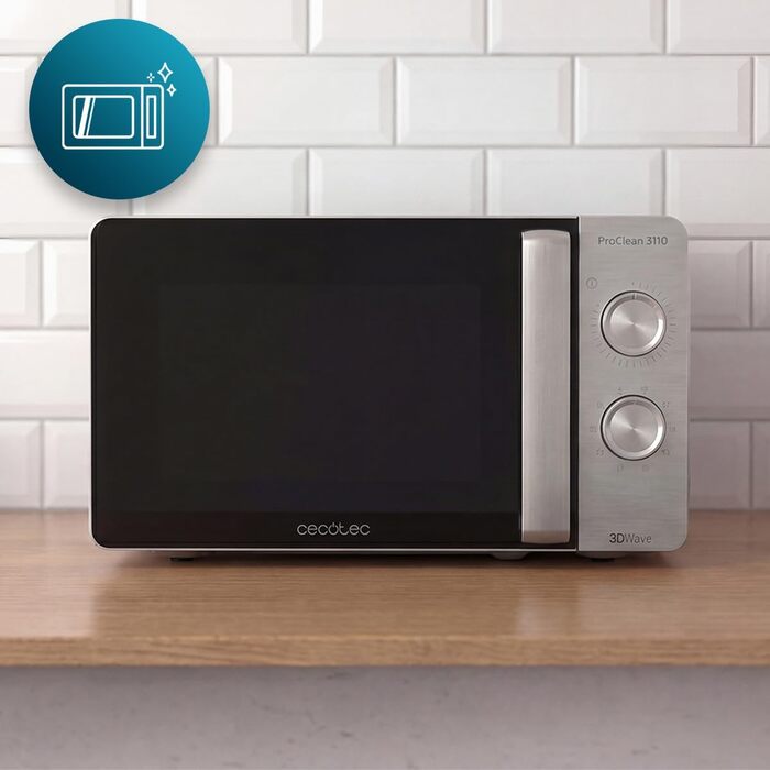 Мікрохвильова піч з грилем Cecotec Proclean 3110 Wave, 20 л, 700 Вт, біла з чорними дверцятами