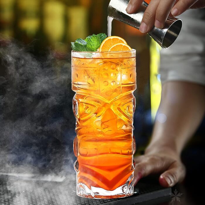 Набір склянок Tiki, 170-400 мл, прозорі, для екзотичних коктейлів, Mai Tai, гавайських коктейлів, тропічної тематики
