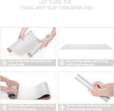 Підкладка для столу YSAGi, килимок для миші з шкіри та антиковзким замшевим покриттям, багатофункціональна підкладка для офісу, ноутбука, захист столу для офісу/домашнього офісу (80x40 см) (Шампань, 90*43 см)