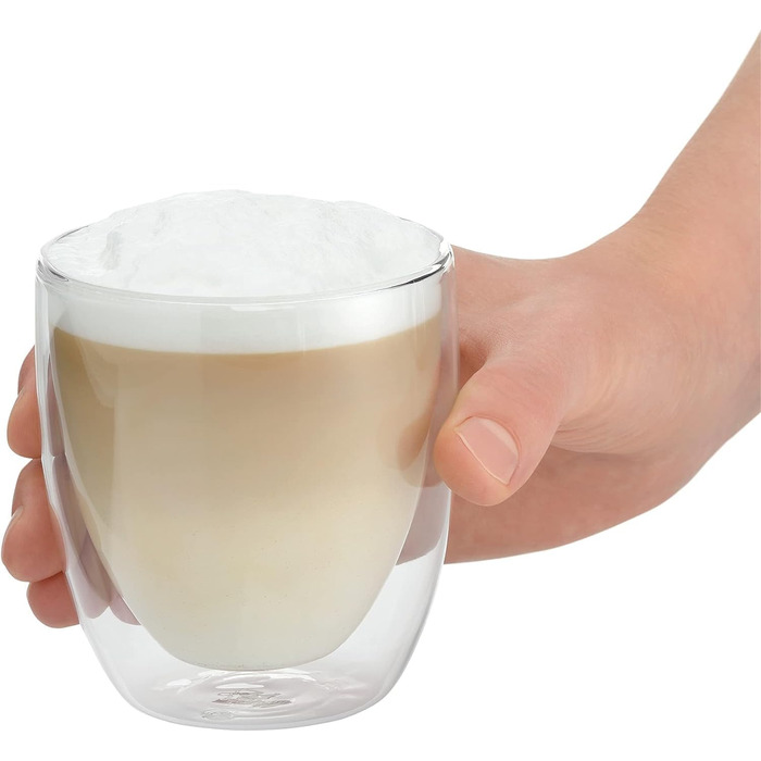 WMF Double-Walled Cappuccino Glasses Set, 2-Piece, Double-Walled Glasses 250ml, Floating Effect, Thermal Glasses, Heat-Resistant Tea Glass, Coffee Glass