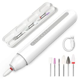 Електрична машинка для манікюру та педикюру TOUCHBeauty AG-1738: професійна бездротова фрезерна машинка з 6 насадками, USB-зарядка, регульована швидкість