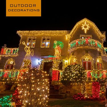 Гірлянда світлодіодна зовнішня 100 метрів, 1000 LED, теплий білий колір, для декору на Різдво, водонепроникна IP44, 8 режимів, для дому, вечірки, ялинки, балкону, тераси